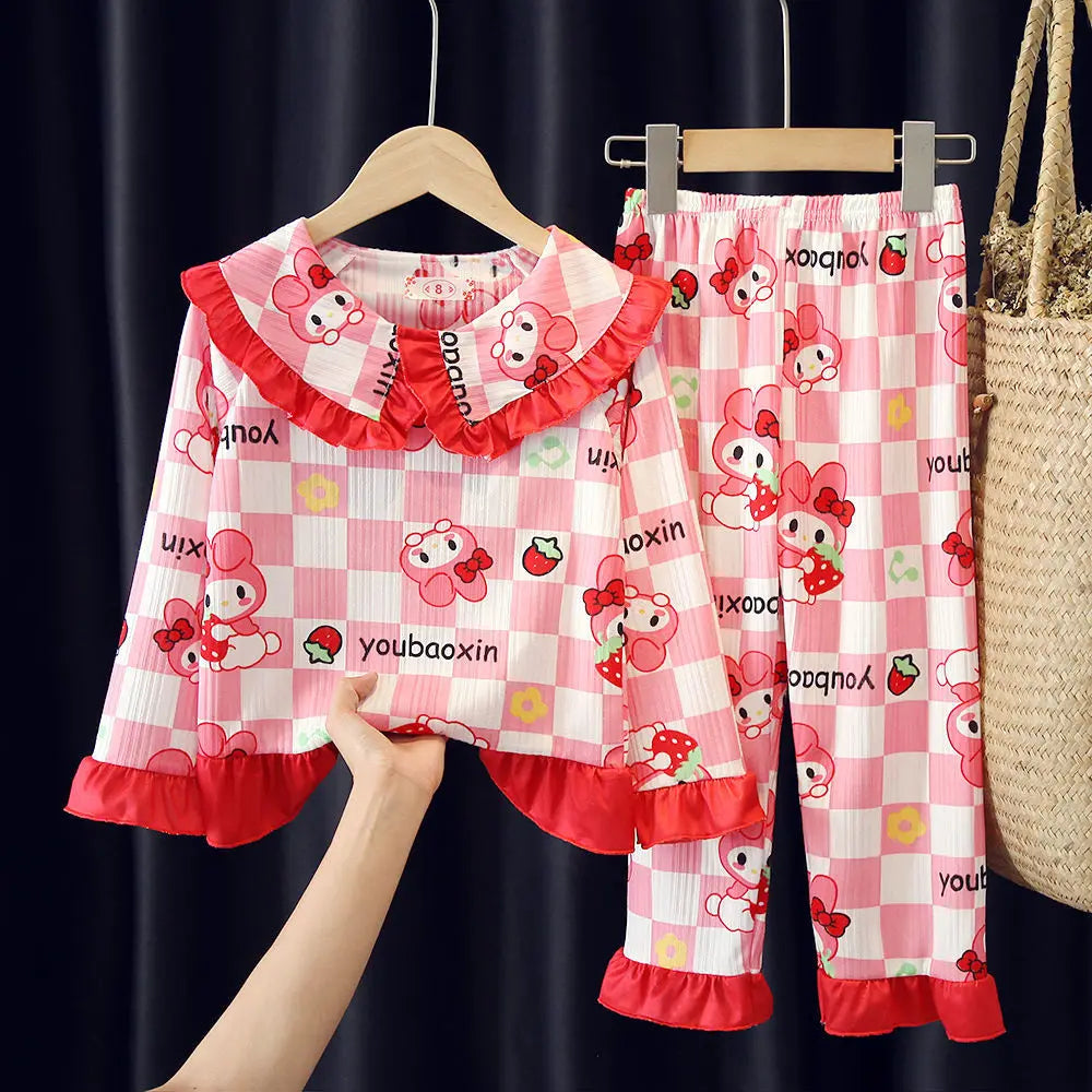 Long-sleeved Princess Style Internet Celebrity Live Broadcast Girl Baby Suit Sleepwear Kids Pajamas Pajama Robe Children's