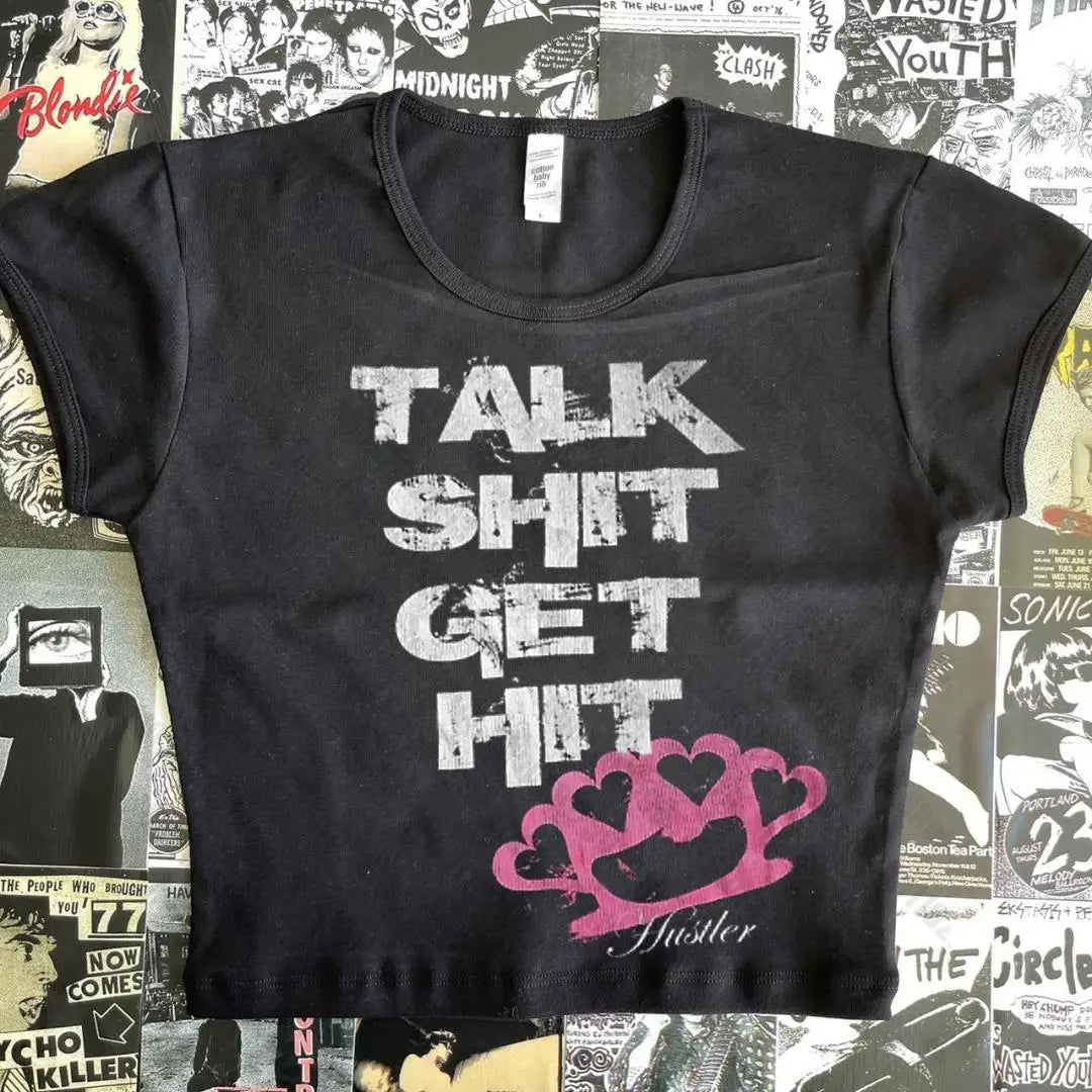 Crop Tops Y2k Vintage Top for Women 90s Vintage Clothes Women's Cropped Aesthetic Clothing Trashy Y2k 2000s Harajuku Emo Woman