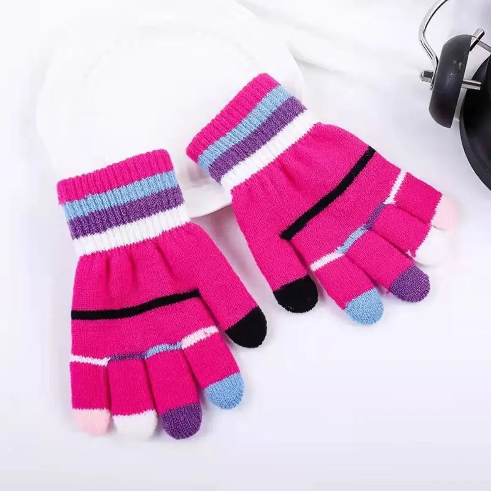 Funny Cartoon Baby Mittens Winter Warm Kids Girl Gloves Children Knitted Mitten Kids Outdoors Thicken Gloves 3-7 Years