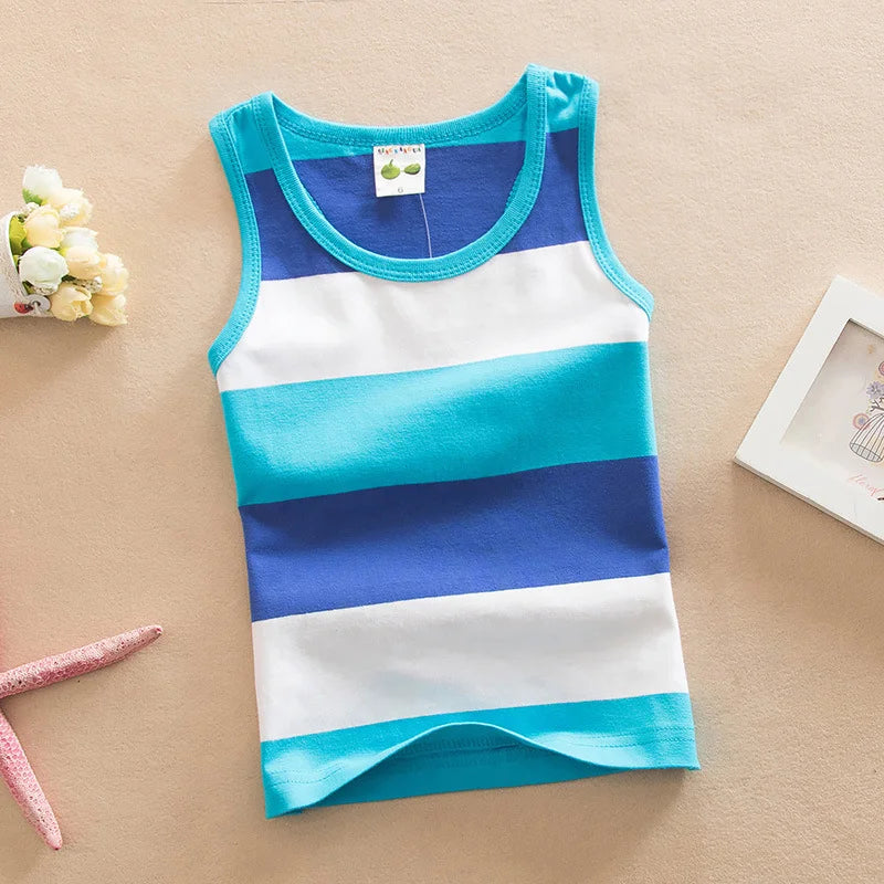 2022 Summer Tank Top For Girls Striped Children Undershirt Cotton Kids Underwear Model Teenager Camisole Baby Singlets Clothing