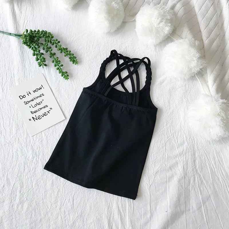 2022 Girls Summer Tank Tops Cotton Kids Underwear Model Candy Color Girl Camisole Baby Singlets Children Undershirt Sports Top