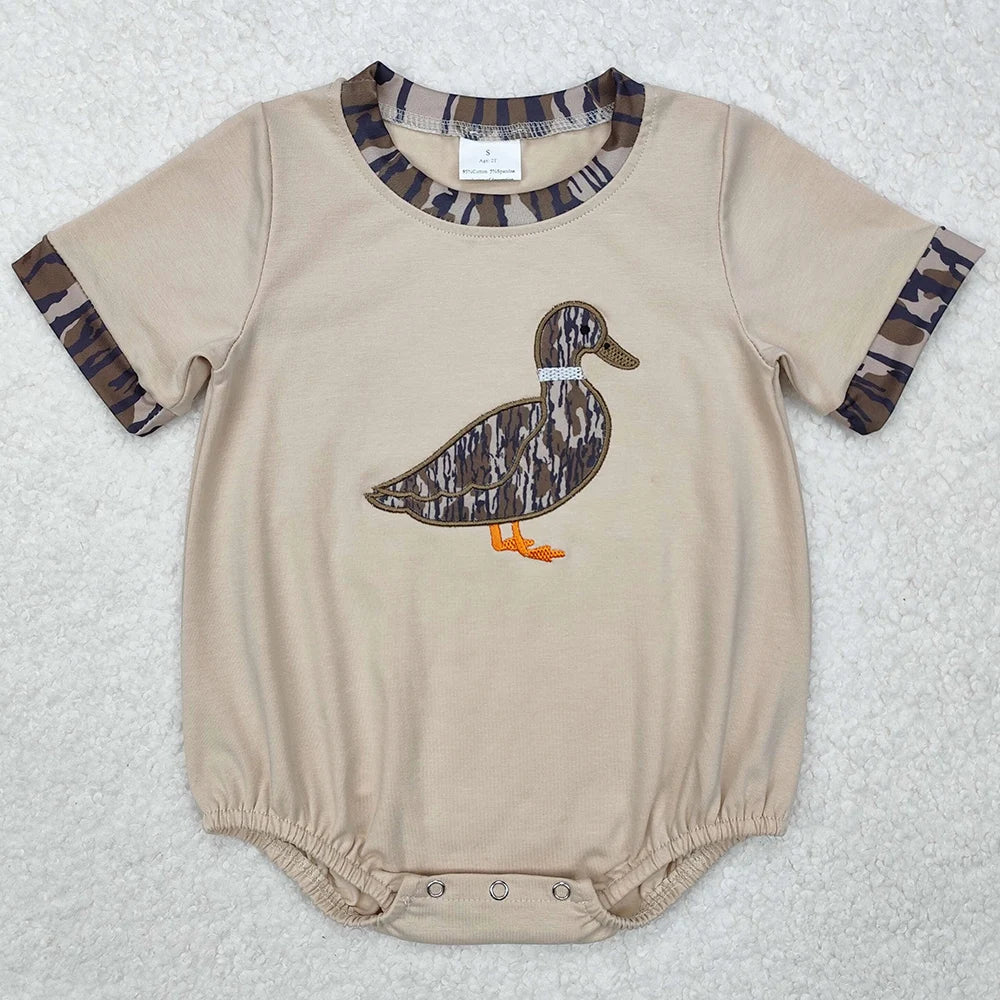 Hot Sale Infant Baby Girls Rompers Duck Flutter Sleeve Rompers Boutique Kids Clothes Sibling Onesie Toddler Girls Bubble Rompers