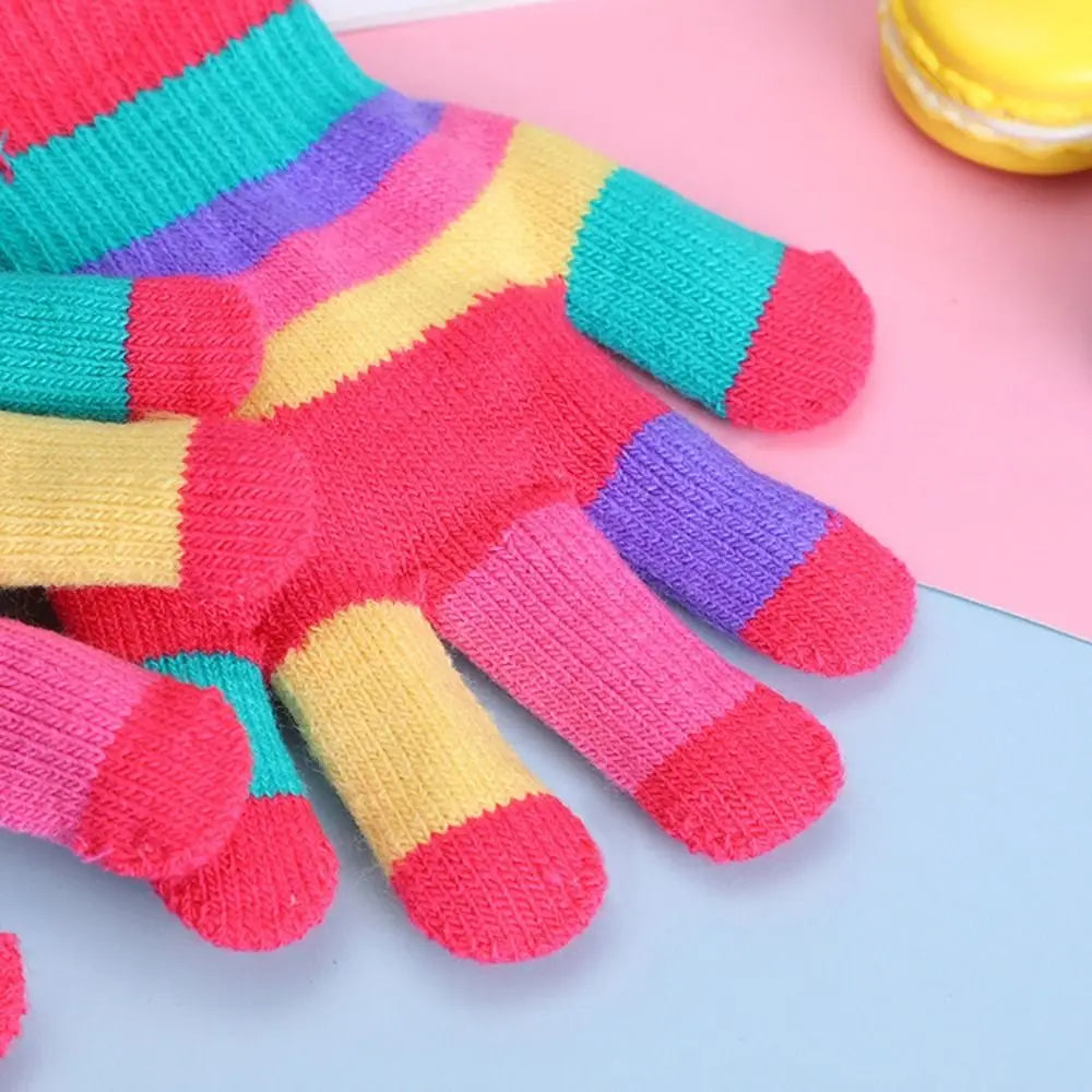 Funny Cartoon Baby Mittens Winter Warm Kids Girl Gloves Children Knitted Mitten Kids Outdoors Thicken Gloves 3-7 Years