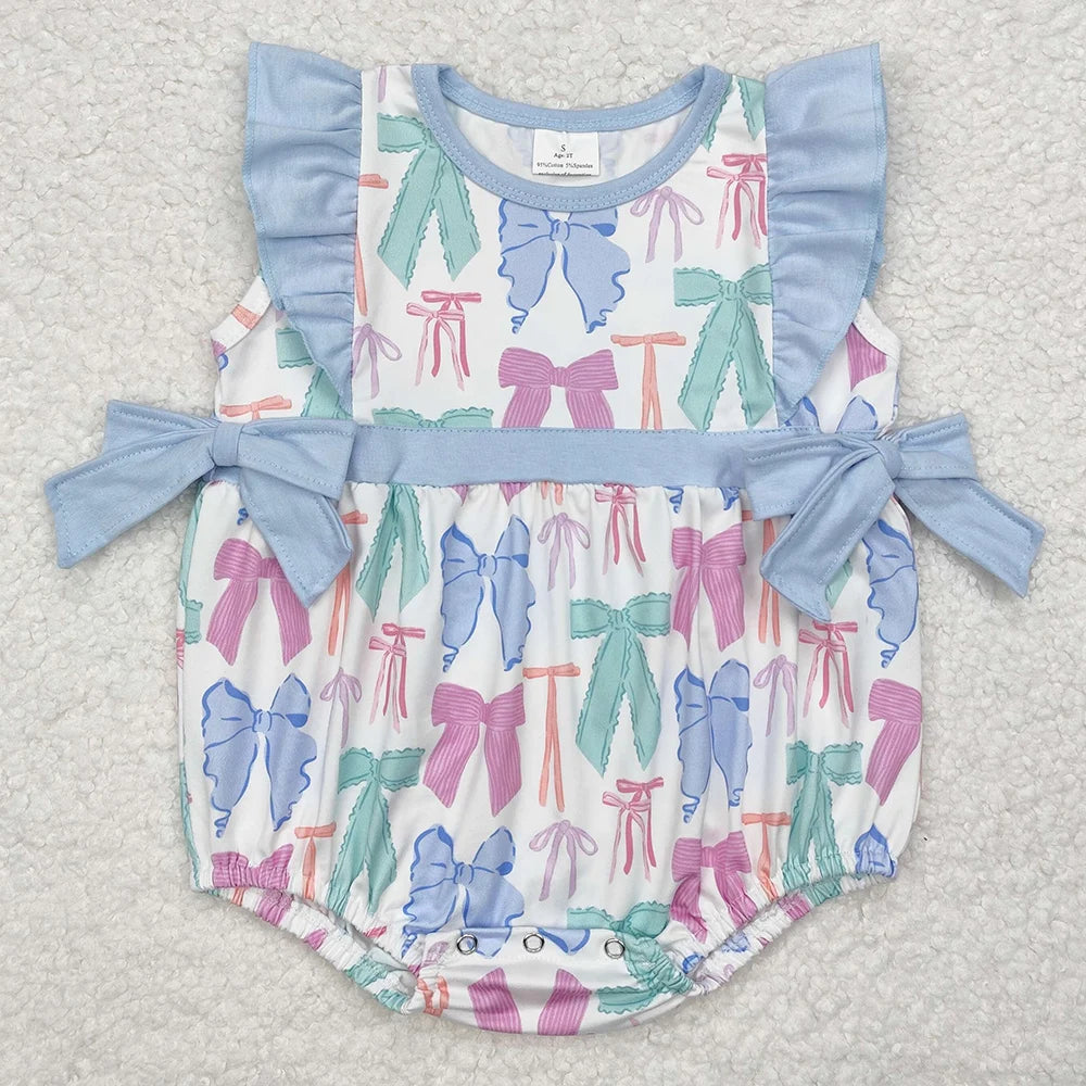 Hot Sale Infant Baby Girls Rompers Duck Flutter Sleeve Rompers Boutique Kids Clothes Sibling Onesie Toddler Girls Bubble Rompers