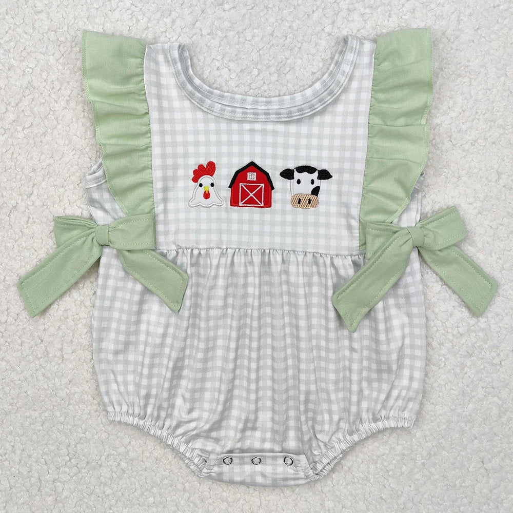 Hot Sale Infant Baby Girls Rompers Duck Flutter Sleeve Rompers Boutique Kids Clothes Sibling Onesie Toddler Girls Bubble Rompers