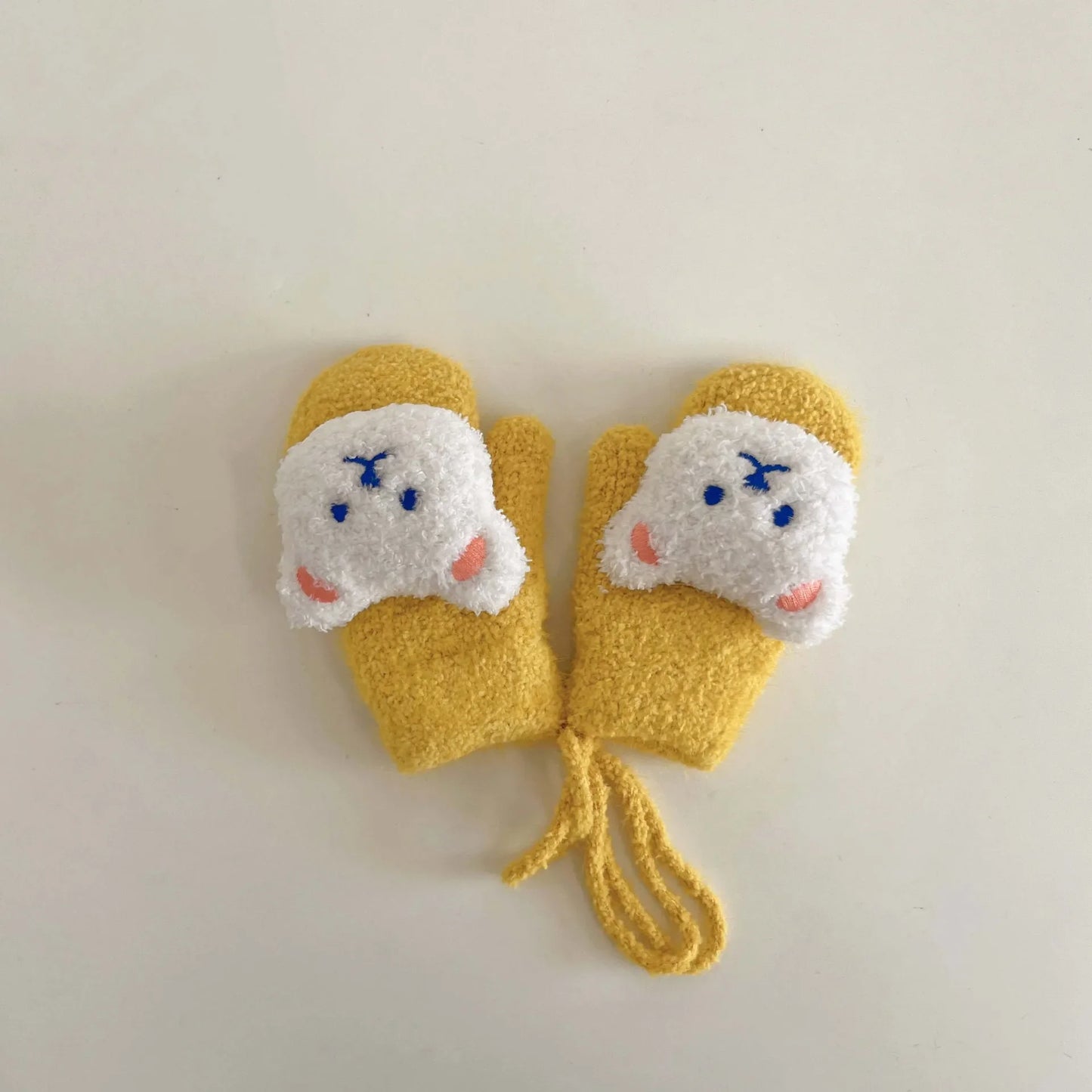 1-4Y Cartoon Bear Baby Mittens Winter Warm Kids Baby Girl Gloves Knitted Children Toddler Thick Teething Mitten Handschoen