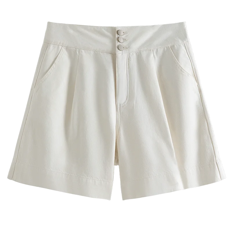 DUSHU Office Lady Skin Cool Denim Shorts, Summer 2024 New High Waisted Denim Shorts White Pink Women Denim Shorts 24DS82249