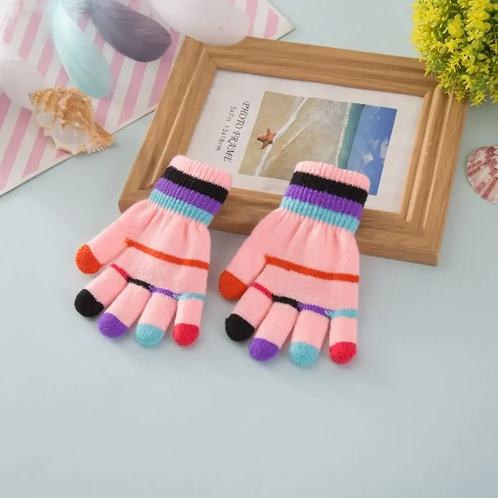 Funny Cartoon Baby Mittens Winter Warm Kids Girl Gloves Children Knitted Mitten Kids Outdoors Thicken Gloves 3-7 Years