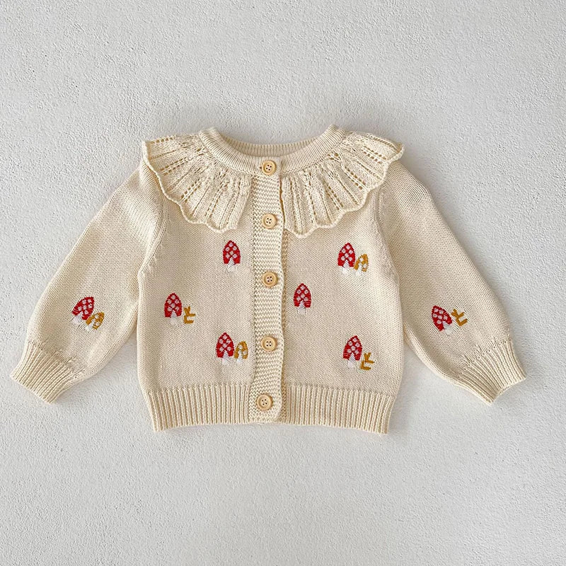 Baby Sweater Fashion Petals Collar Knitted Cardigan Jacket Baby Sweater Coat Girls Cardigan Girls Autumn Winter Sweaters