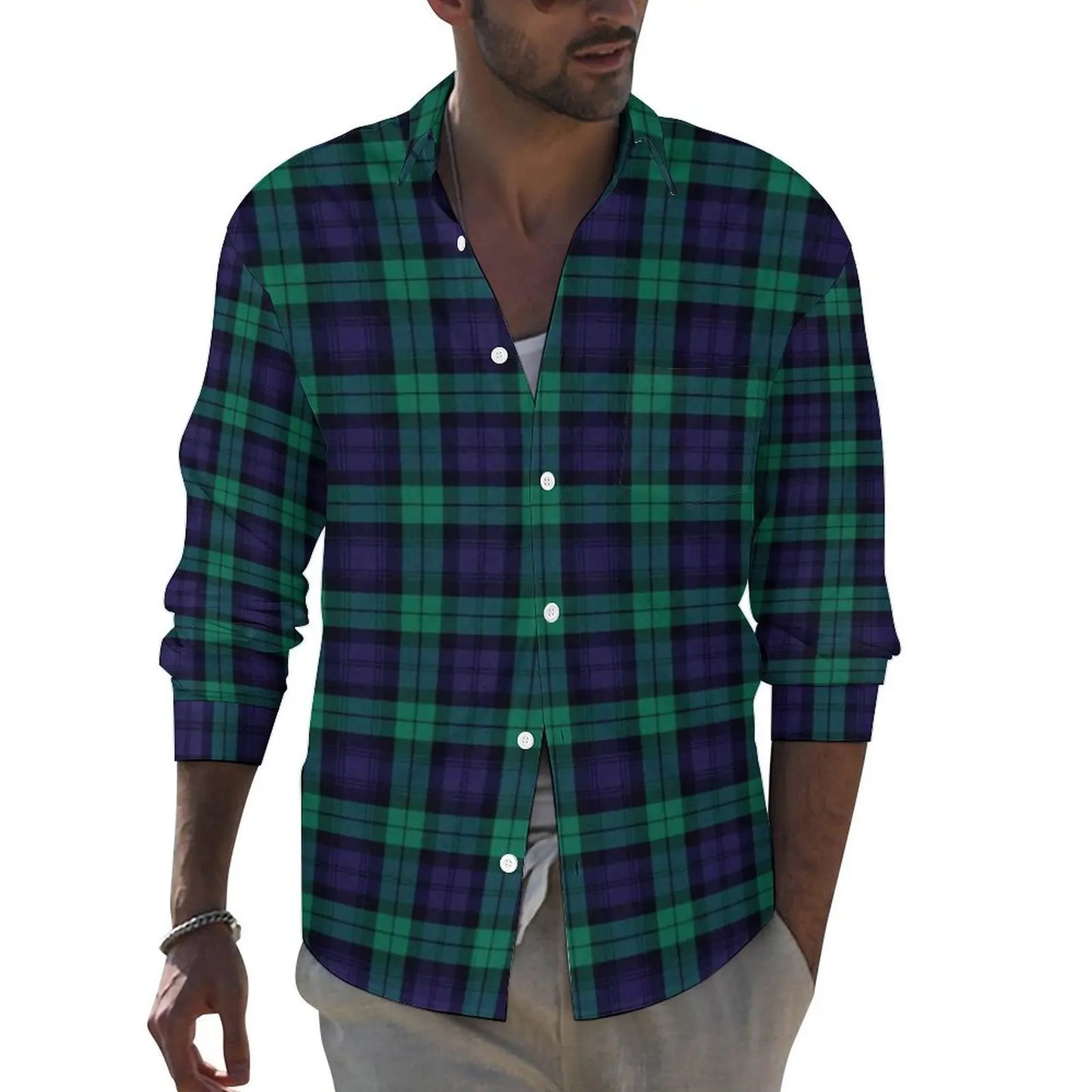 Black Checkerboard Shirt Men Classic Black and White Checker Casual Shirts Autumn Blouses Long Sleeve Fashion Oversized Clothing