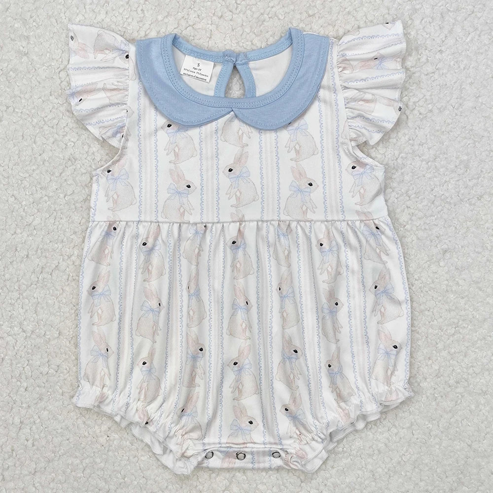 Hot Sale Infant Baby Girls Rompers Duck Flutter Sleeve Rompers Boutique Kids Clothes Sibling Onesie Toddler Girls Bubble Rompers