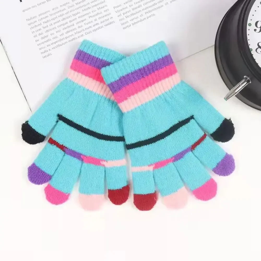 Funny Cartoon Baby Mittens Winter Warm Kids Girl Gloves Children Knitted Mitten Kids Outdoors Thicken Gloves 3-7 Years