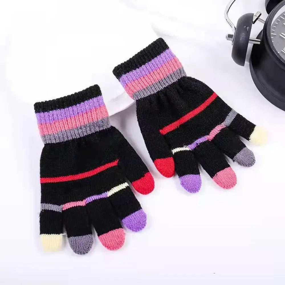 Funny Cartoon Baby Mittens Winter Warm Kids Girl Gloves Children Knitted Mitten Kids Outdoors Thicken Gloves 3-7 Years