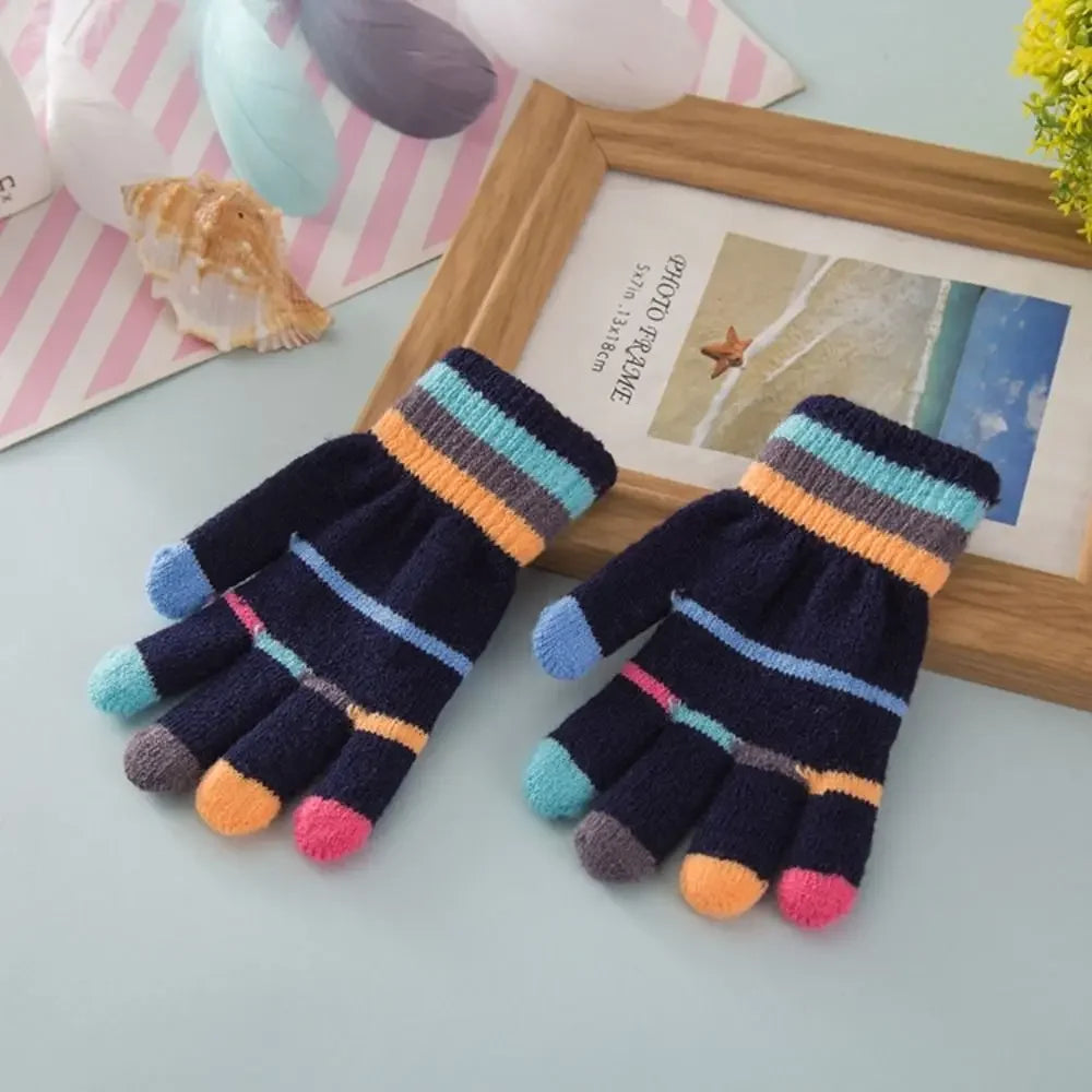 Funny Cartoon Baby Mittens Winter Warm Kids Girl Gloves Children Knitted Mitten Kids Outdoors Thicken Gloves 3-7 Years