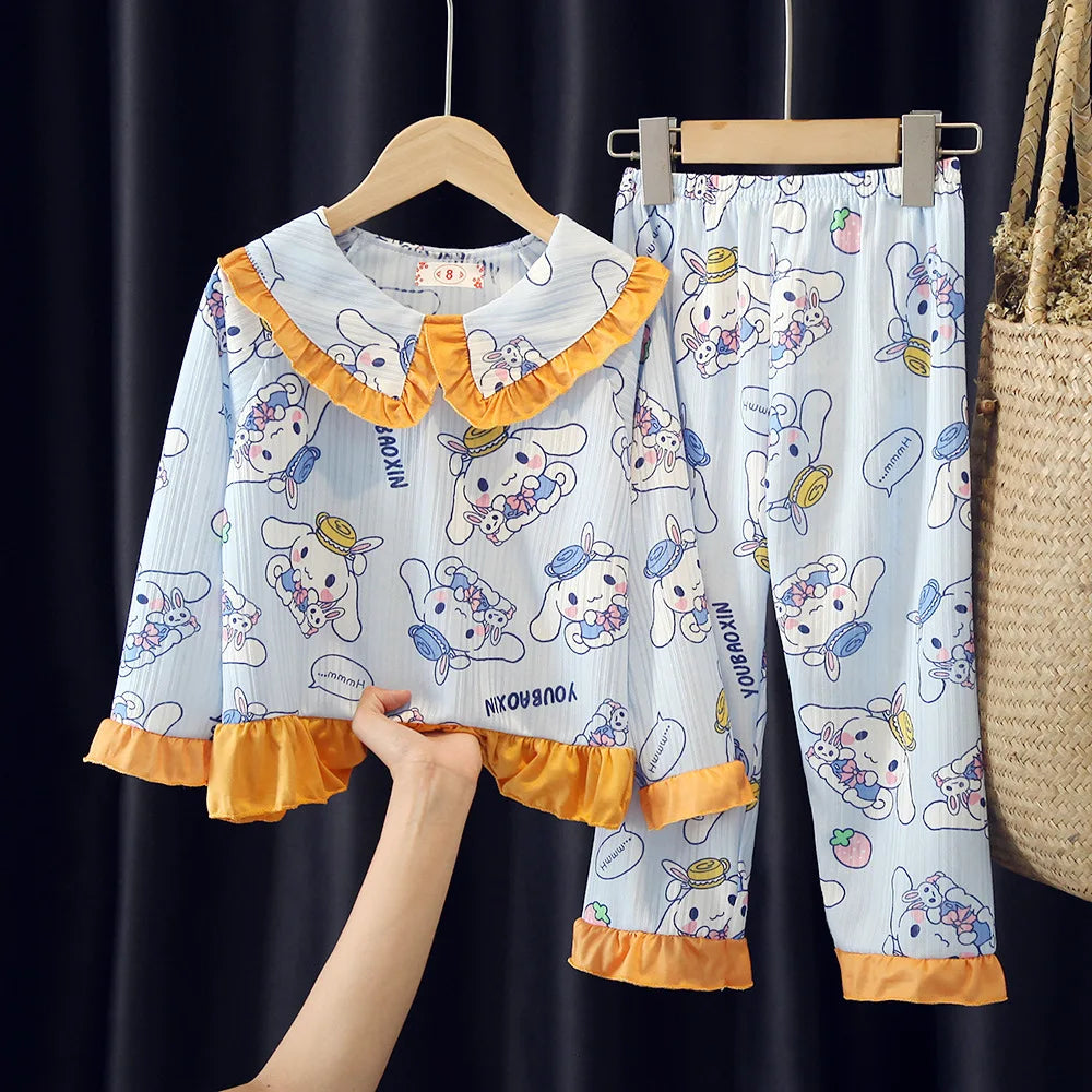 Long-sleeved Princess Style Internet Celebrity Live Broadcast Girl Baby Suit Sleepwear Kids Pajamas Pajama Robe Children's