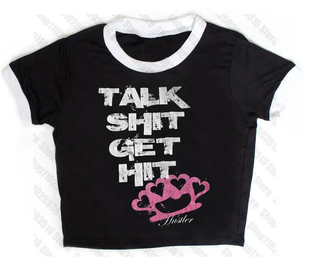 Crop Tops Y2k Vintage Top for Women 90s Vintage Clothes Women's Cropped Aesthetic Clothing Trashy Y2k 2000s Harajuku Emo Woman