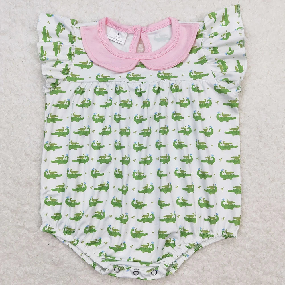 Hot Sale Infant Baby Girls Rompers Duck Flutter Sleeve Rompers Boutique Kids Clothes Sibling Onesie Toddler Girls Bubble Rompers