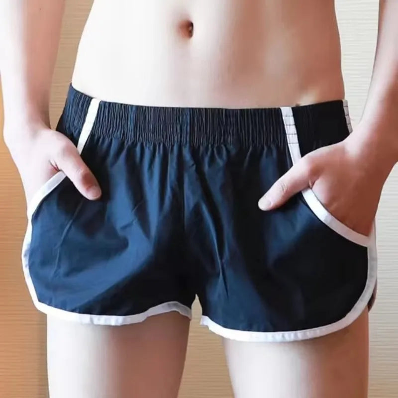 Man Running Shorts Pocket Fitness Sports Cotton Boxers Shorts Leisure Home Wear Sleepwear Male Loose Breathable Jogger Sweatpant