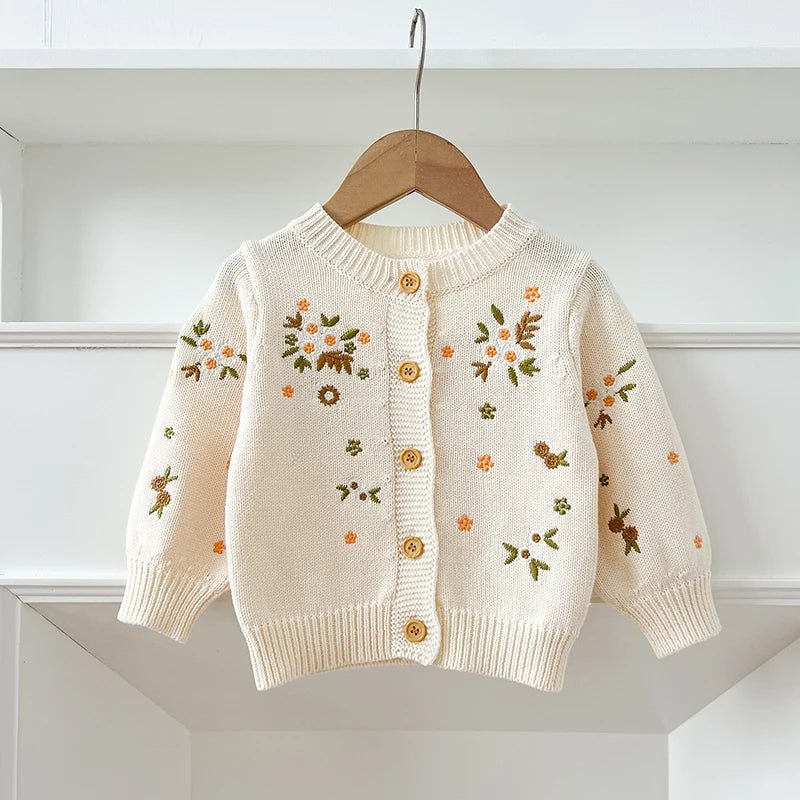 Baby Sweater Fashion Petals Collar Knitted Cardigan Jacket Baby Sweater Coat Girls Cardigan Girls Autumn Winter Sweaters
