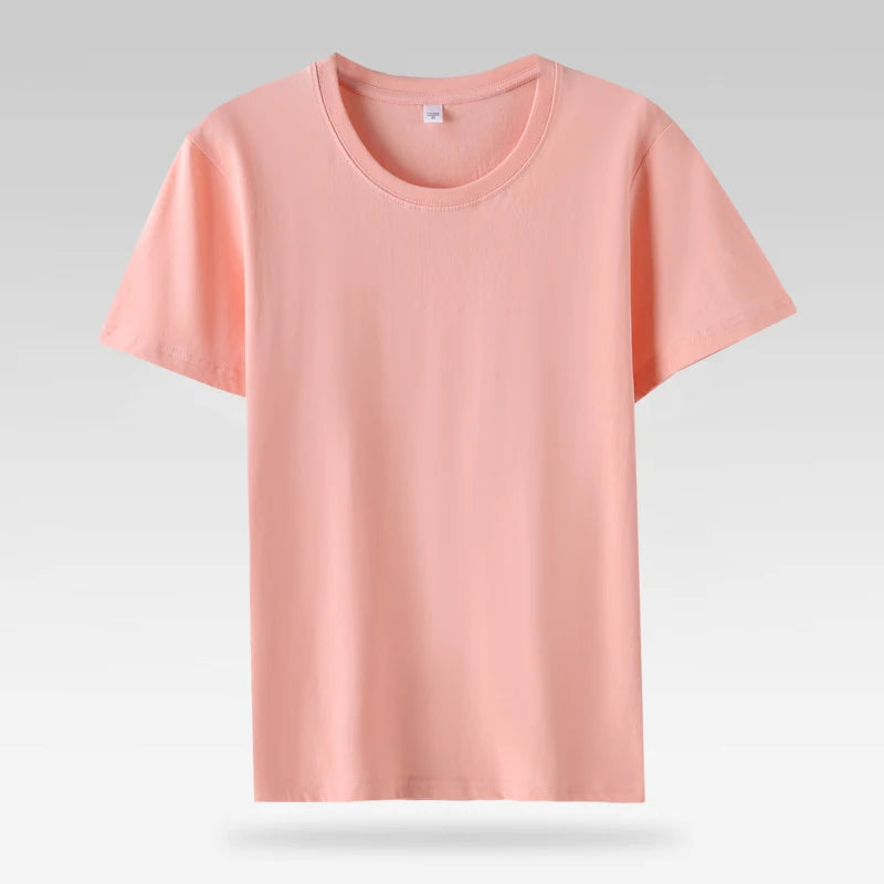 Summer Casual 100% Cotton Short Sleeve O Neck Women Tops Fashion Fit Lady T Shirt