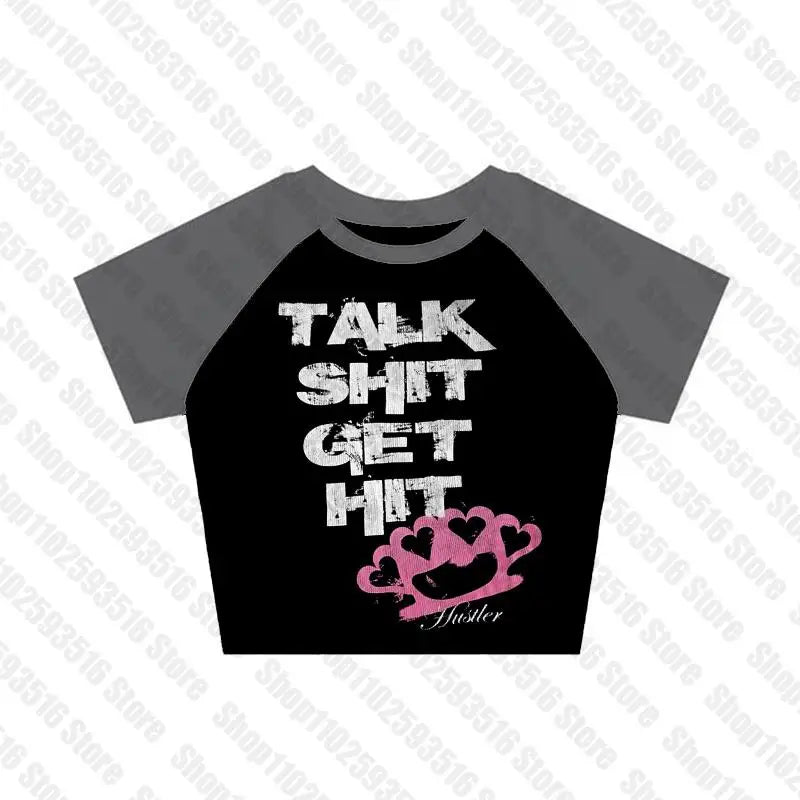 Crop Tops Y2k Vintage Top for Women 90s Vintage Clothes Women's Cropped Aesthetic Clothing Trashy Y2k 2000s Harajuku Emo Woman