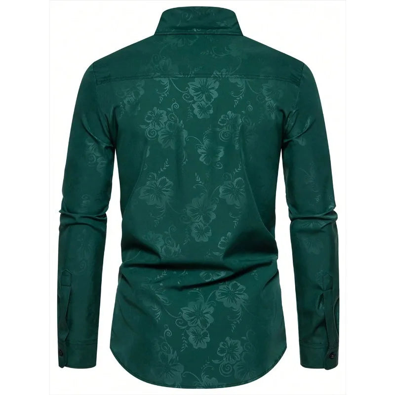2025 Men New Shirts Fashion Printed Men's Long Sleeve Four Season Casual Streetwear Male Elastic Shirt