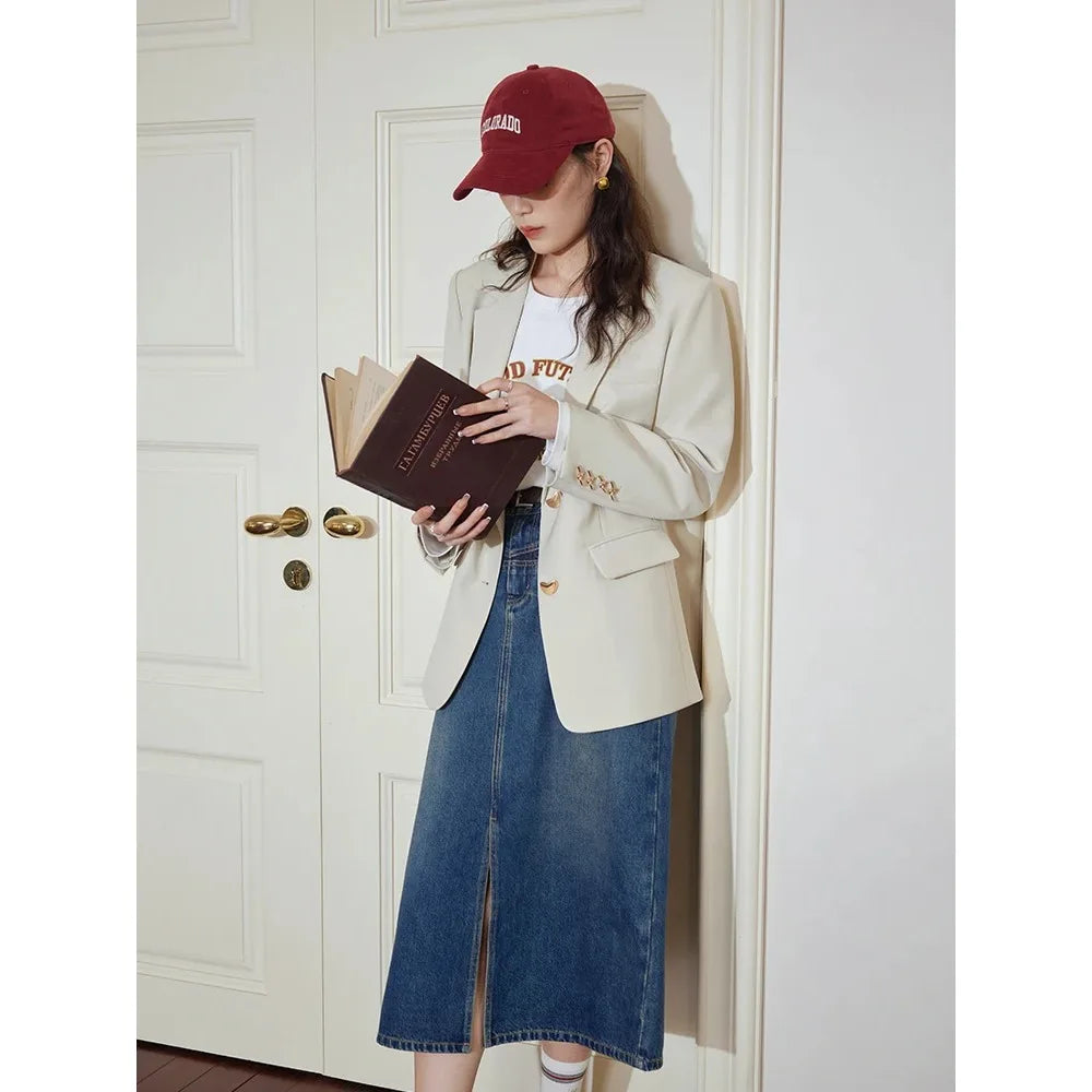 Women's Loose Blazer Women's Coat Spring New Casual Simple Blazer Office Women's Casual Blazer Coat