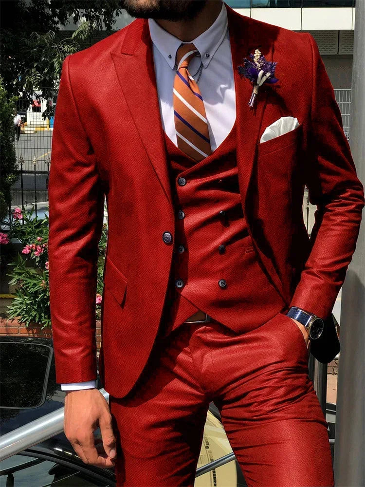 Dark Blue 3 Piece Slim Men Fashion Suit Cutsom Groom Wedding Tuxedo Prom Wedding Tailor Made Men Suit Costume Homme Mariage