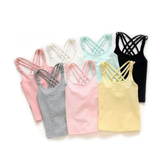 2022 Girls Summer Tank Tops Cotton Kids Underwear Model Candy Color Girl Camisole Baby Singlets Children Undershirt Sports Top
