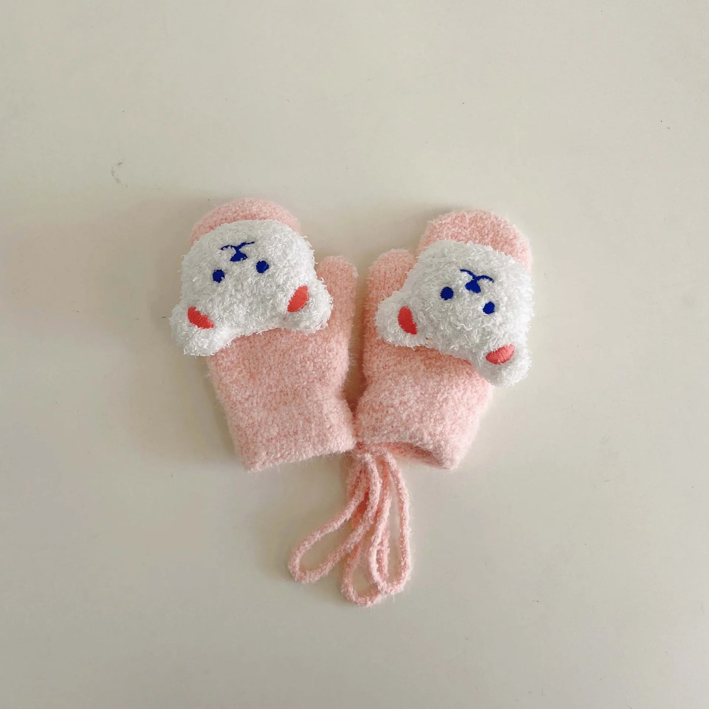 1-4Y Cartoon Bear Baby Mittens Winter Warm Kids Baby Girl Gloves Knitted Children Toddler Thick Teething Mitten Handschoen