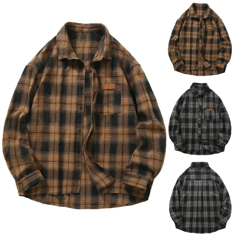 Men'S Casual Versatile Checkered Shirt Men'S Casual Loose Plaid Shirt Button Shirt Simple Fashion Everyday Chemises Hommes