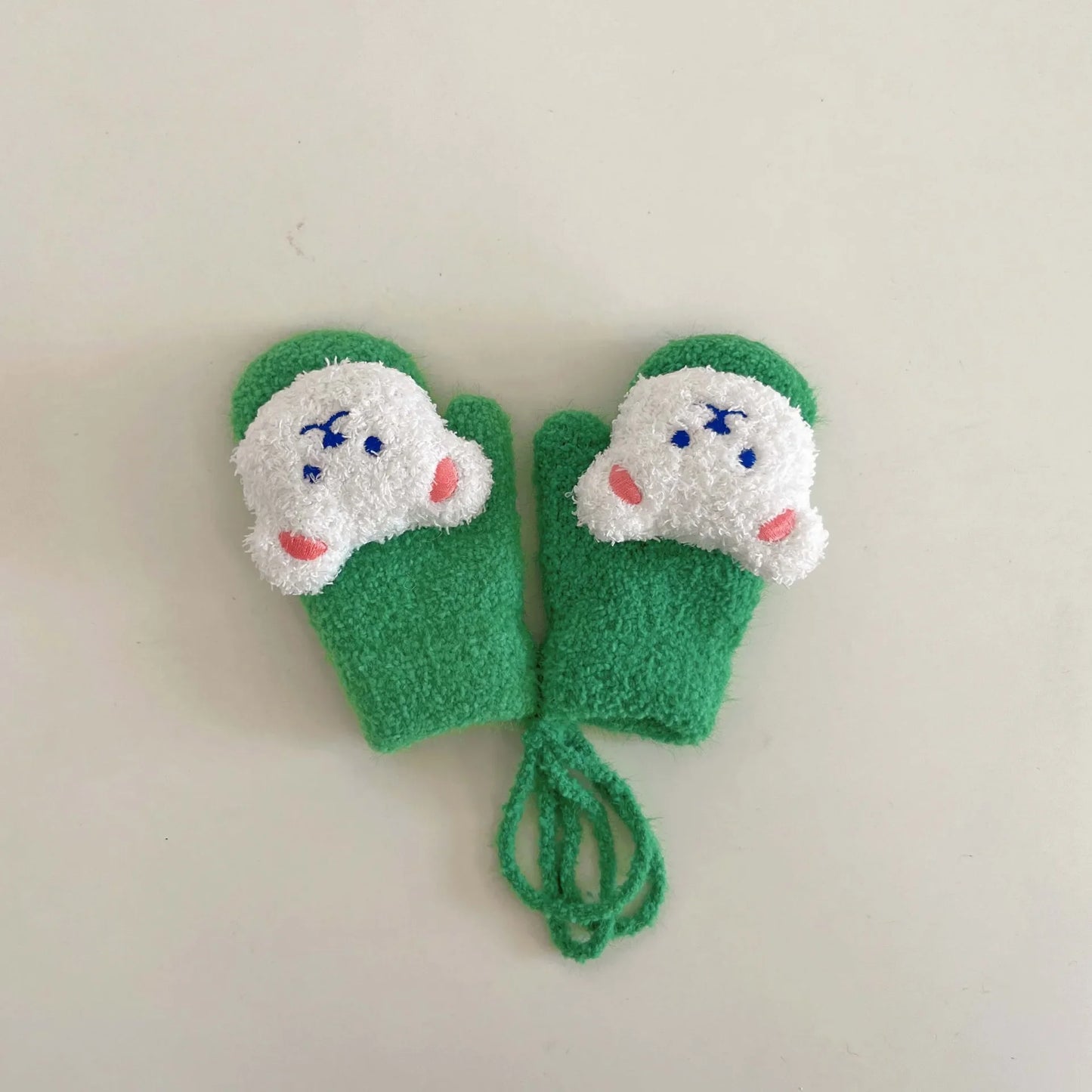 1-4Y Cartoon Bear Baby Mittens Winter Warm Kids Baby Girl Gloves Knitted Children Toddler Thick Teething Mitten Handschoen
