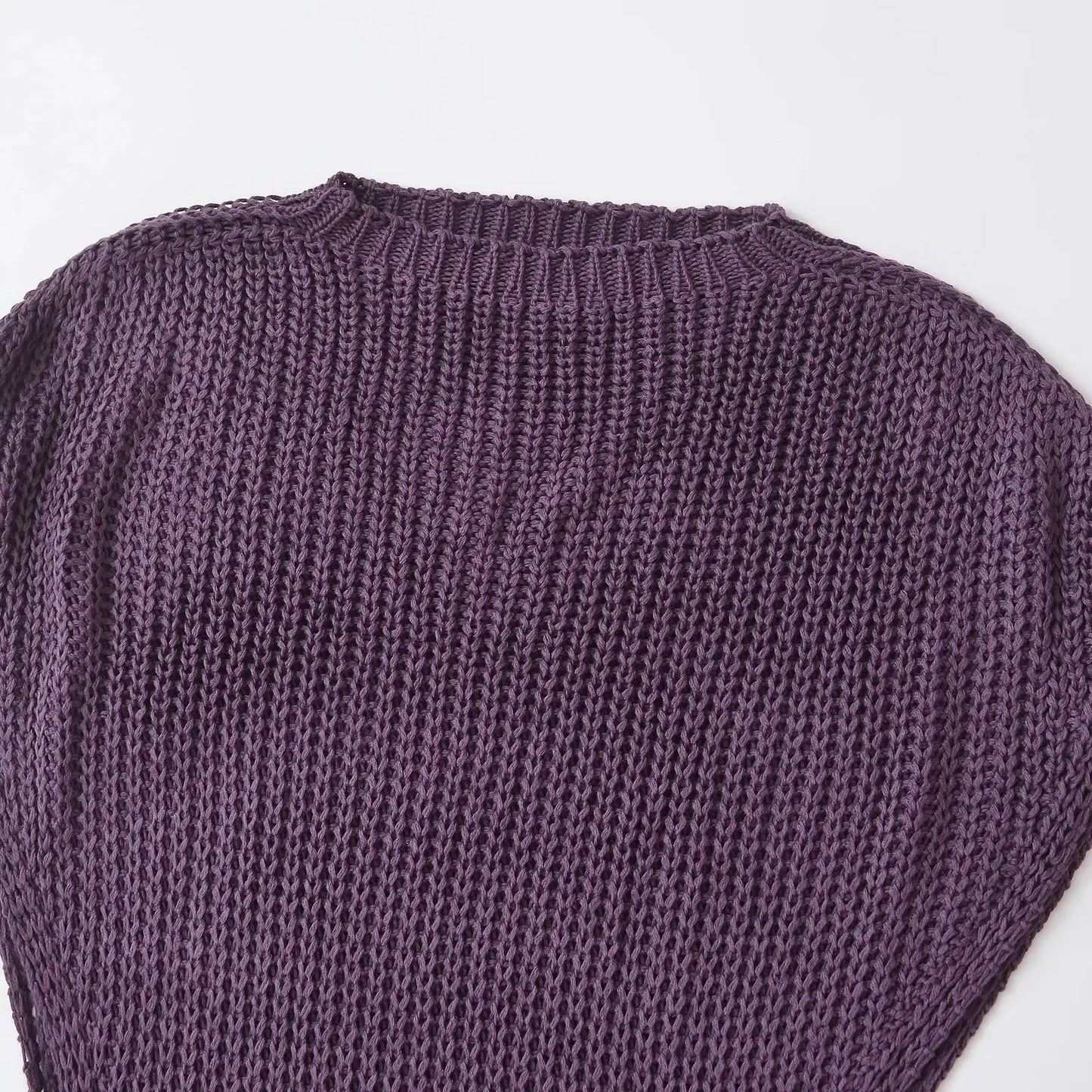 TRAFSHE Fall Sweater Sleeveless Knitted Loose Pullover O Neck Purple Color Lady Sweater Women Clothing Streetwear 5536/100