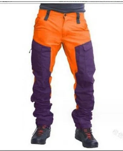 Cargo Pants Men Long Pant Straight Trousers Solid Casual Loose High Waist Pocket Zipper Splice Regular Simple Autumn 2024