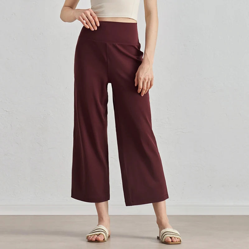 Capri Pants for Women Wide Leg Yoga Cropped Pants Tummy Control High Waist in Flare Crop Buttery Soft Loose Casual Summer Pants