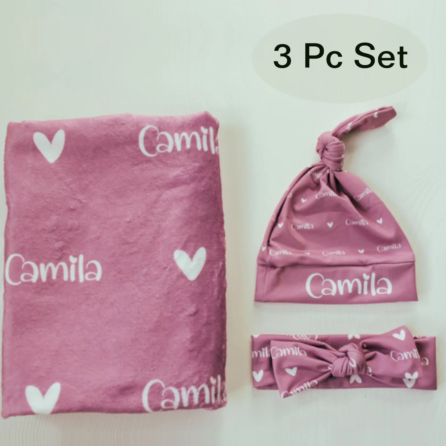 LVYZIHO Personalized Jersey Swaddle, Baby Name Hat, Custom Baby Hat, Newborn Hat, Knotted Baby Hat, Baby Swaddle