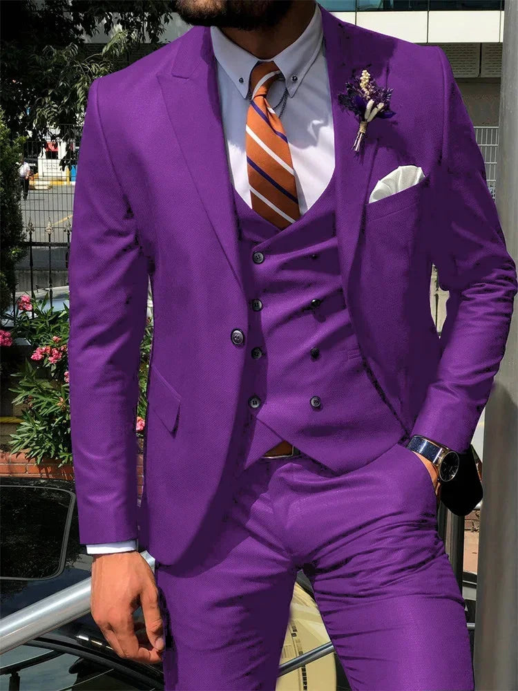 Dark Blue 3 Piece Slim Men Fashion Suit Cutsom Groom Wedding Tuxedo Prom Wedding Tailor Made Men Suit Costume Homme Mariage
