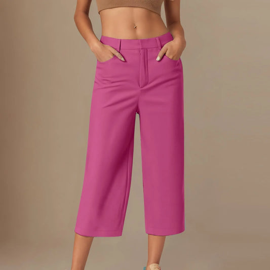Casual capri-pants for women Straight Wide Leg pants Solid color versatile daily pants Ladies spring summer casual trousers