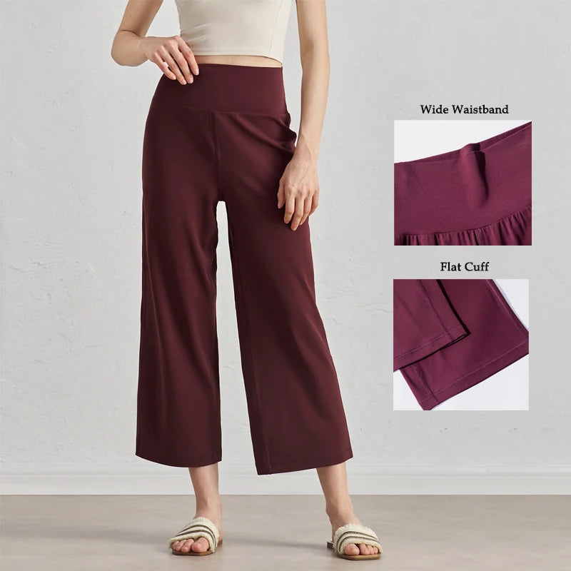 Capri Pants for Women Wide Leg Yoga Cropped Pants Tummy Control High Waist in Flare Crop Buttery Soft Loose Casual Summer Pants