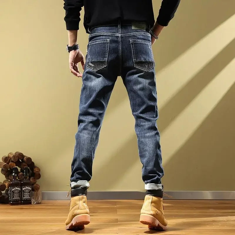 Tapered Jeans for Men Tight Pipe Summer Man Cowboy Pants Slim Fit Trousers Skinny 2024 Korean Autumn Designer Y 2k Vintage Trend