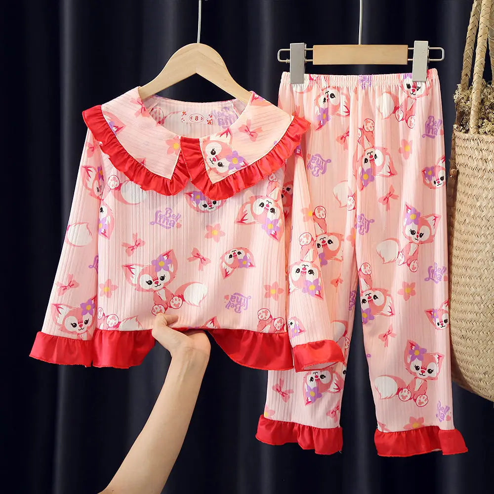 Long-sleeved Princess Style Internet Celebrity Live Broadcast Girl Baby Suit Sleepwear Kids Pajamas Pajama Robe Children's