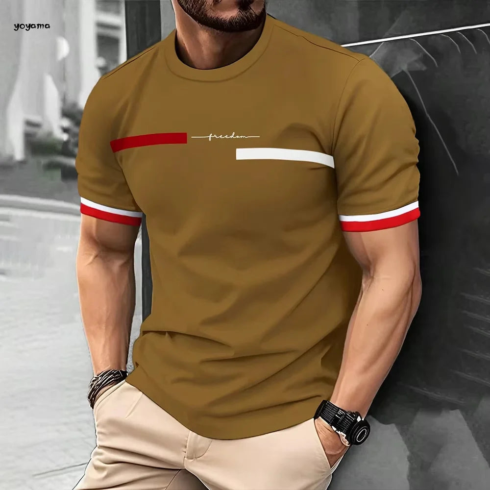 Men's T-Shirt Fashion Design Simple Printed Short Sleeve T-Shirt Oversized Sports Round Neck Tops Summer Men's Casual Clothing