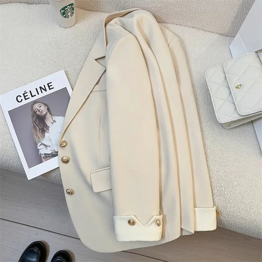 Blazer Women Clothing 2025 Spring and Autumn New Long Sleeve Pocket Casual Solid Temperament Blazers for Women Coat