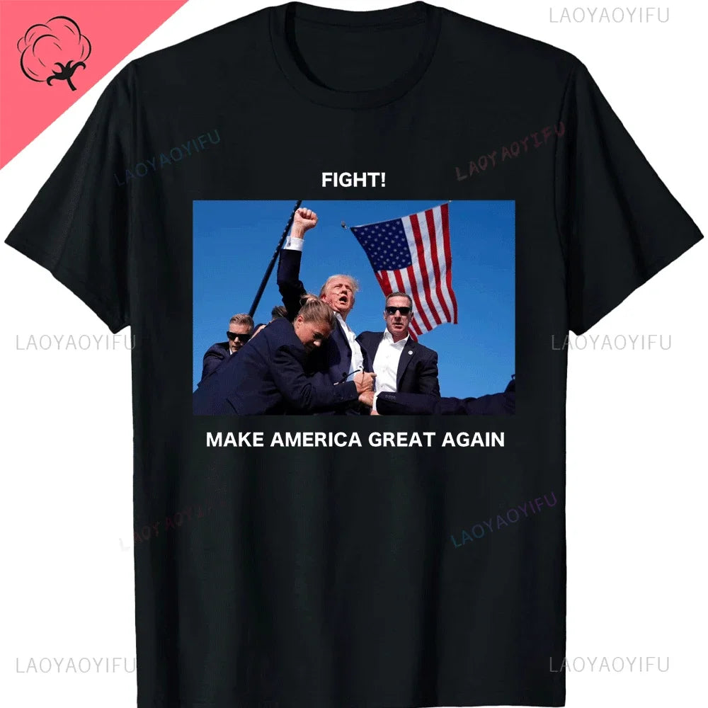 Pro President Donald Trump Supporter Men Cotton Tshirt Gifts Trump 2024 The Return Lady T-Shirt Trump Supporter Aesthetic Top
