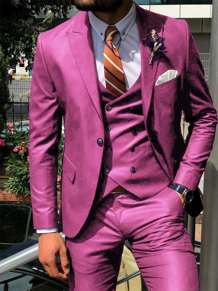Dark Blue 3 Piece Slim Men Fashion Suit Cutsom Groom Wedding Tuxedo Prom Wedding Tailor Made Men Suit Costume Homme Mariage
