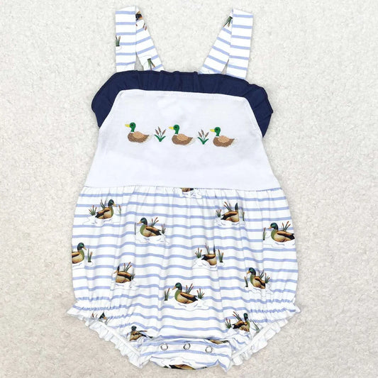 Boutique Infant Baby Girls Rompers Embroidery Camo Ducks Rompers Toddler Boys Rompers Sibling Girls Clothing Wholesale Jumpsuits