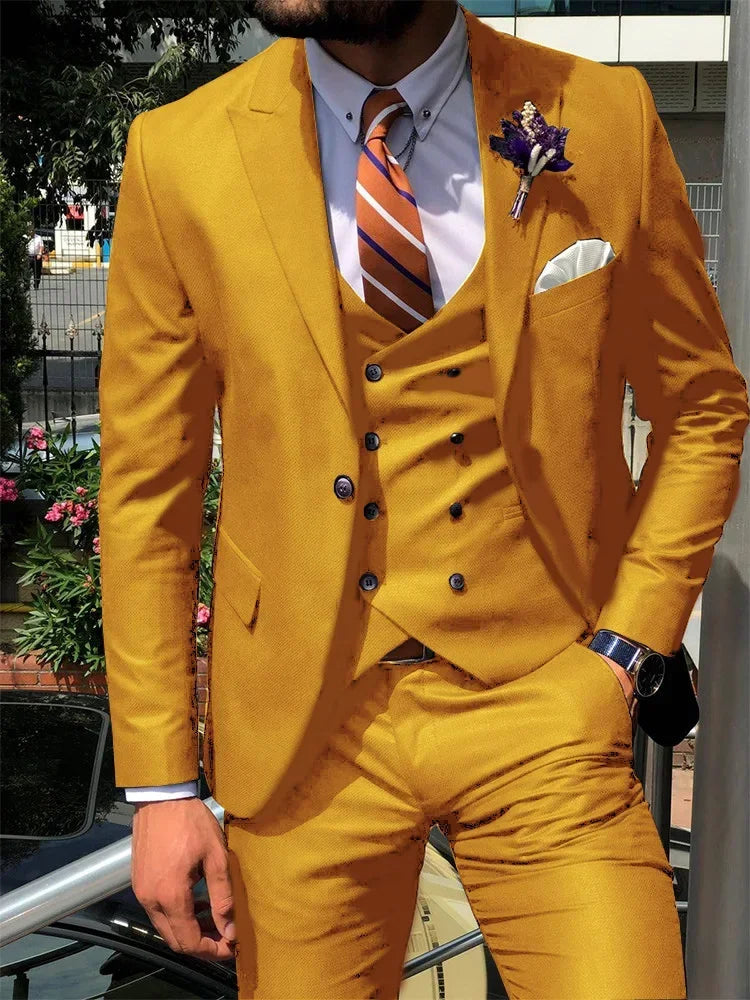 Dark Blue 3 Piece Slim Men Fashion Suit Cutsom Groom Wedding Tuxedo Prom Wedding Tailor Made Men Suit Costume Homme Mariage