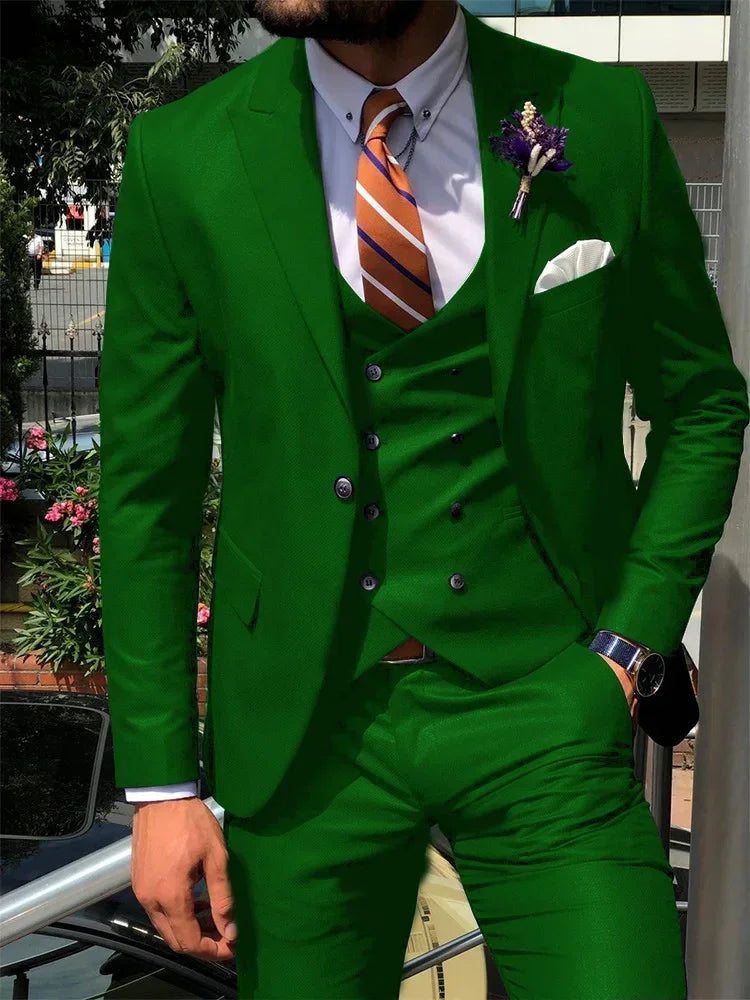 Dark Blue 3 Piece Slim Men Fashion Suit Cutsom Groom Wedding Tuxedo Prom Wedding Tailor Made Men Suit Costume Homme Mariage