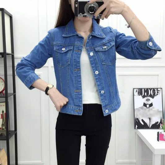 Fashion Denim Women Jacket 2024 Winter New Long Sleeve Women Coat Elegant Casual Overcoat