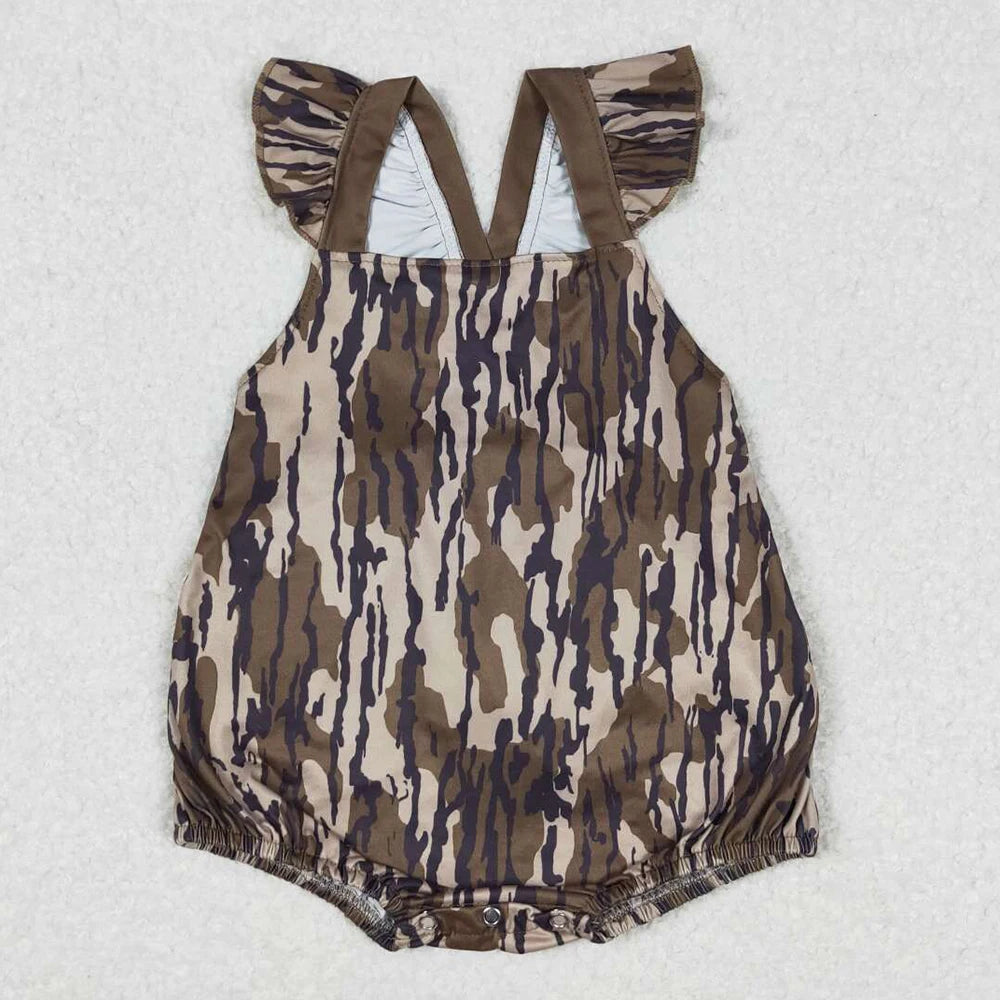 Hot Sale Infant Baby Girls Rompers Duck Flutter Sleeve Rompers Boutique Kids Clothes Sibling Onesie Toddler Girls Bubble Rompers